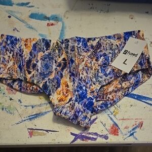 Fused Abstract Print Swim Bottoms - Blue and Orange